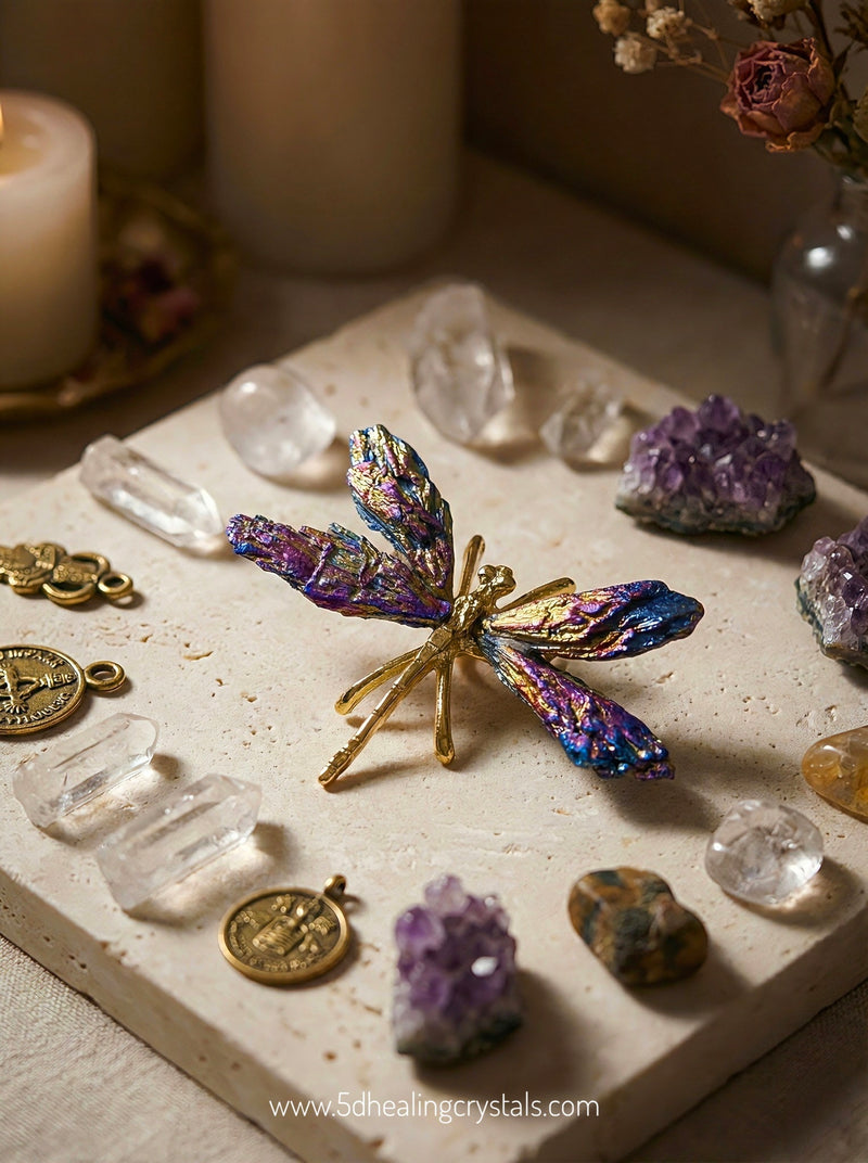 Peacock Kyanite Dragon Fly Ornament