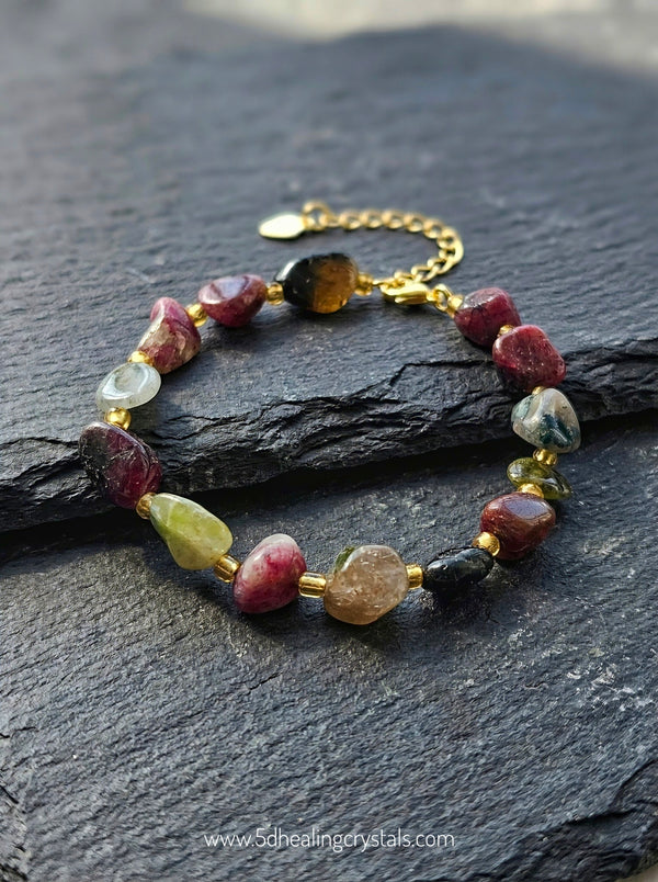 Watermelon Tourmaline Freeform Bracelet