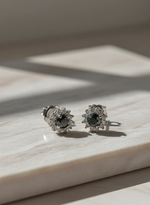 Black Diamond “Diamante Negra” Stud Earrings