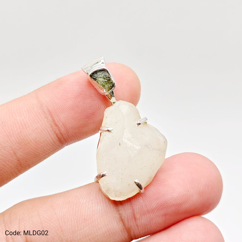 Moldavite x Libyan Desert Glass Tektite Pendants