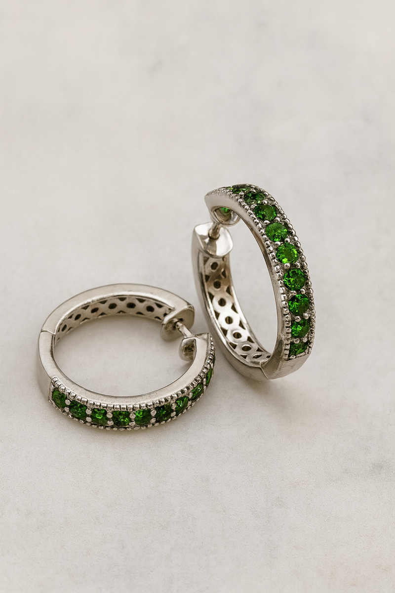 Diopside Hoop Earrings