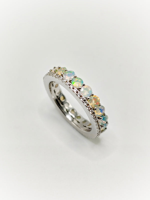 Ethiopian Opal Eternity Ring (Size 7)