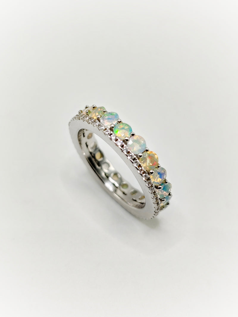 Ethiopian Opal Eternity Ring (Size 7)