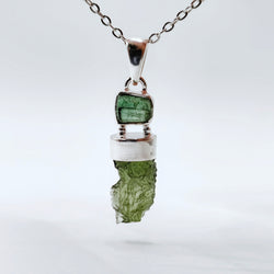 Green Tourmaline x Moldavite Pendant