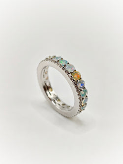 Ethiopian Opal Eternity Ring (Size 7)