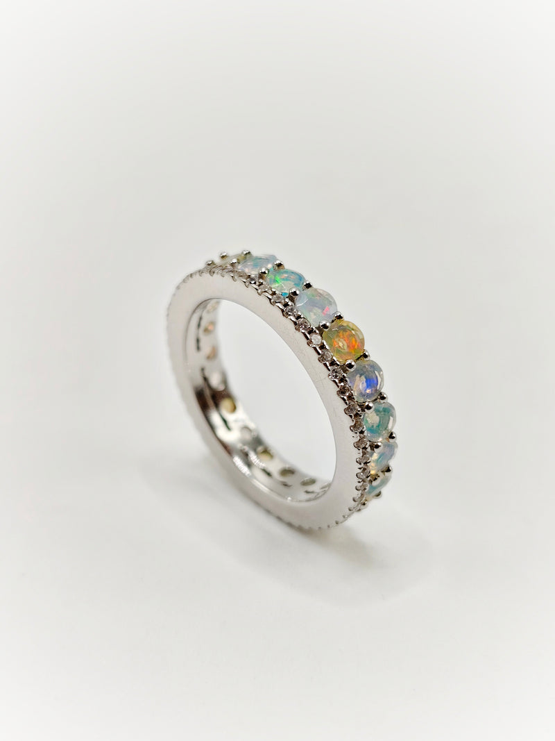 Ethiopian Opal Eternity Ring (Size 7)
