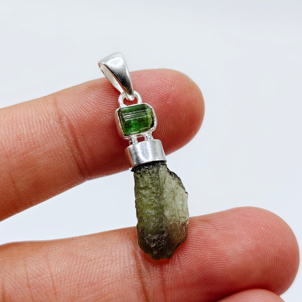 Green Tourmaline x Moldavite Pendant