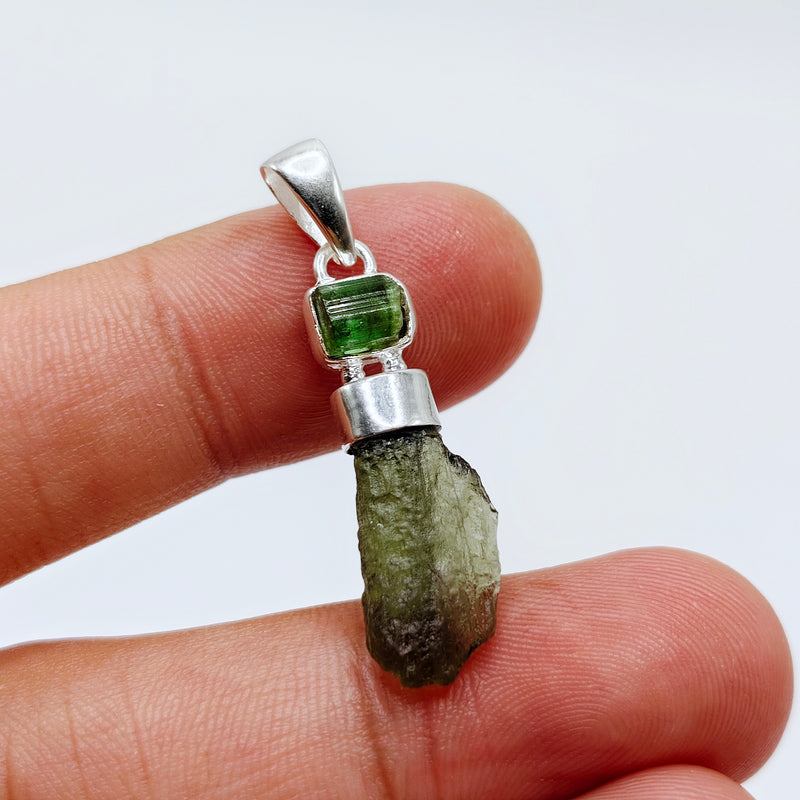 Green Tourmaline x Moldavite Pendant