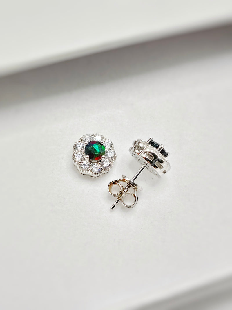 Black Opal Stud Earrings