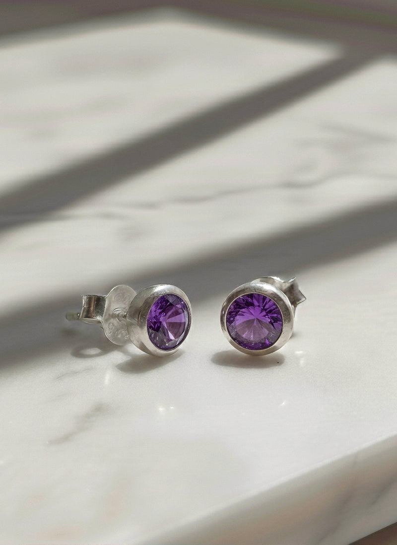 Amethyst Stud Earrings