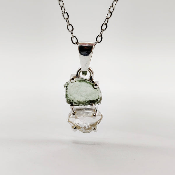 Cosmic Duo Pendant (Herkimer Diamond Quartz x Moldavite)