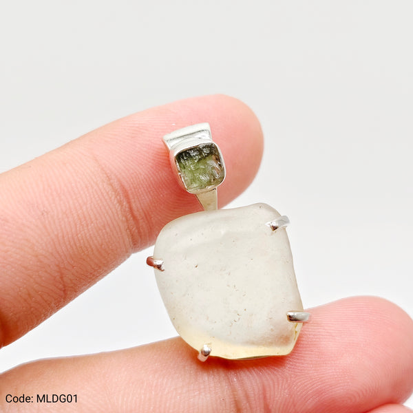 Moldavite x Libyan Desert Glass Tektite Pendants