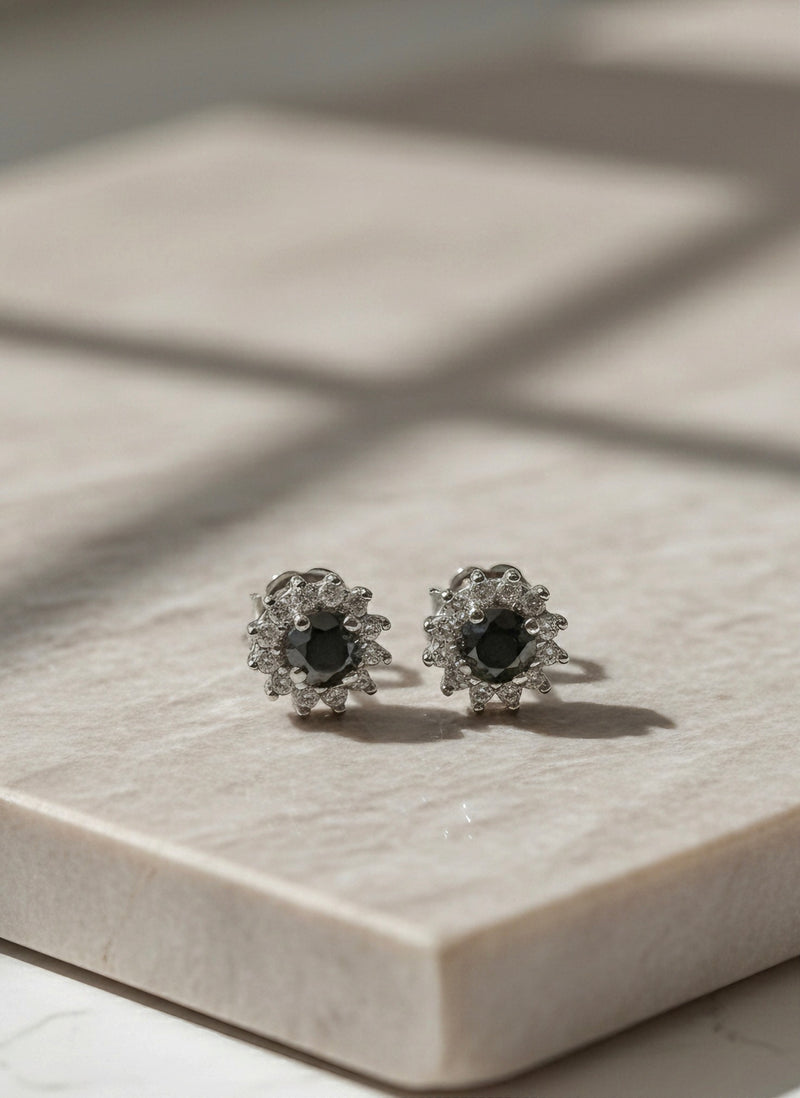Black Diamond “Diamante Negra” Stud Earrings