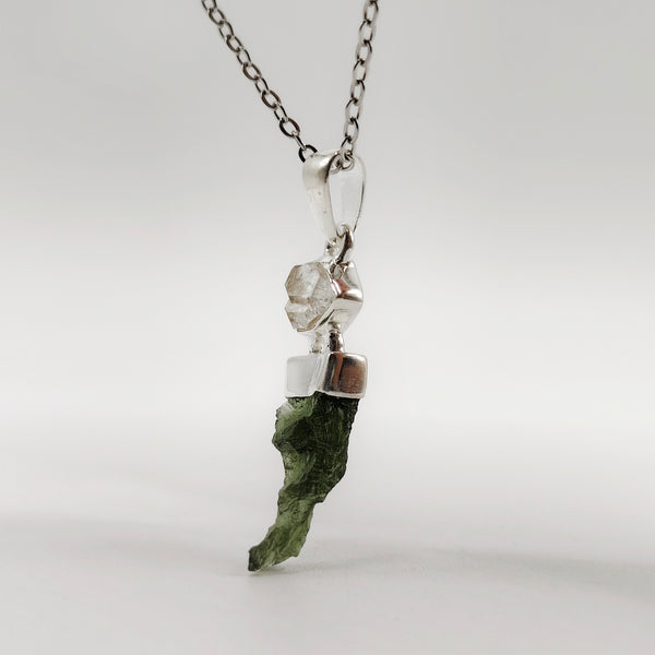 Cosmic Duo Pendant (Herkimer Diamond Quartz x Moldavite)