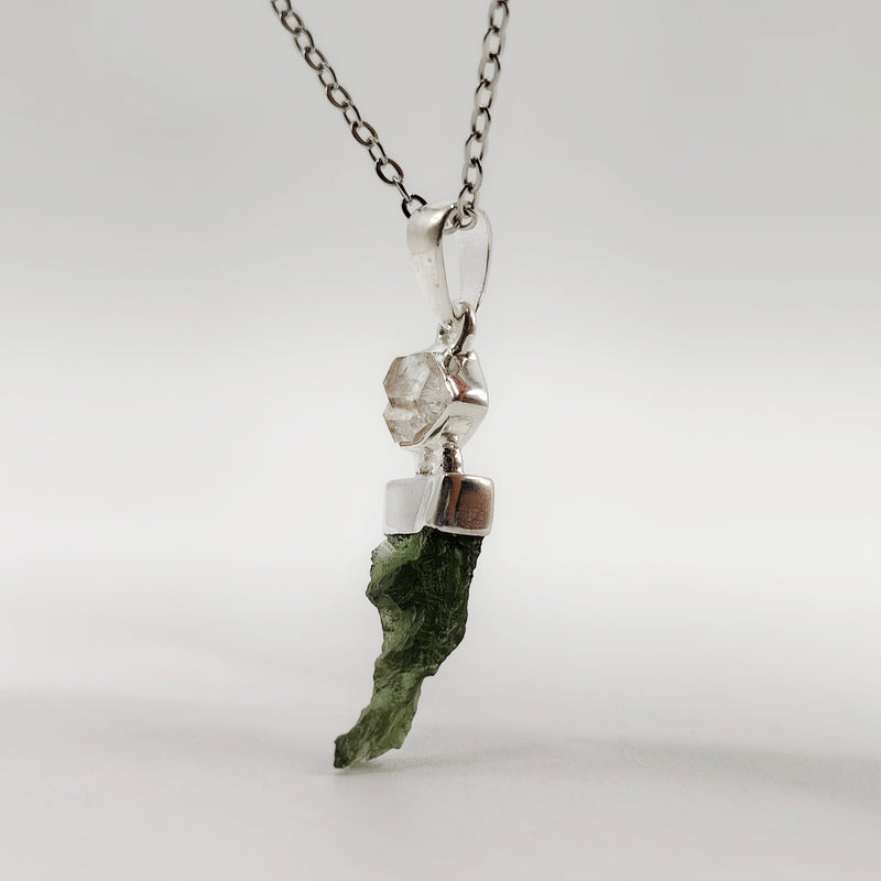 Cosmic Duo Pendant (Herkimer Diamond Quartz x Moldavite)