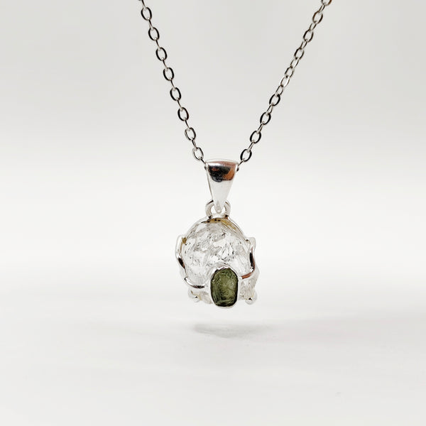 Cosmic Duo Pendant (Herkimer Diamond Quartz x Moldavite)
