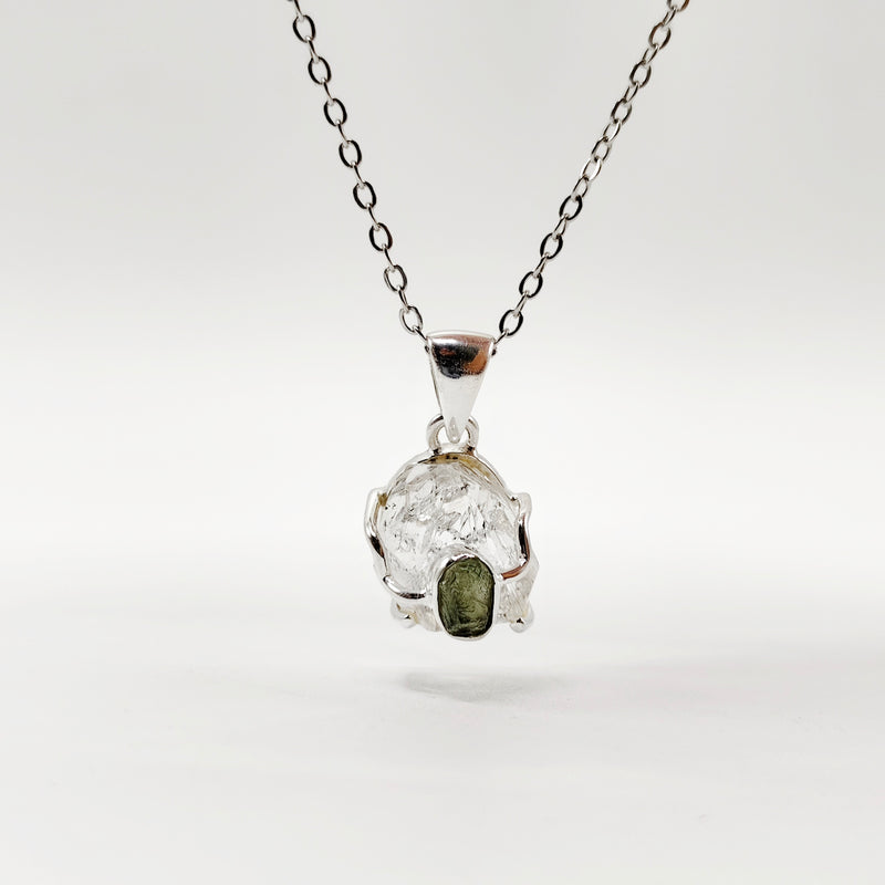 Cosmic Duo Pendant (Herkimer Diamond Quartz x Moldavite)