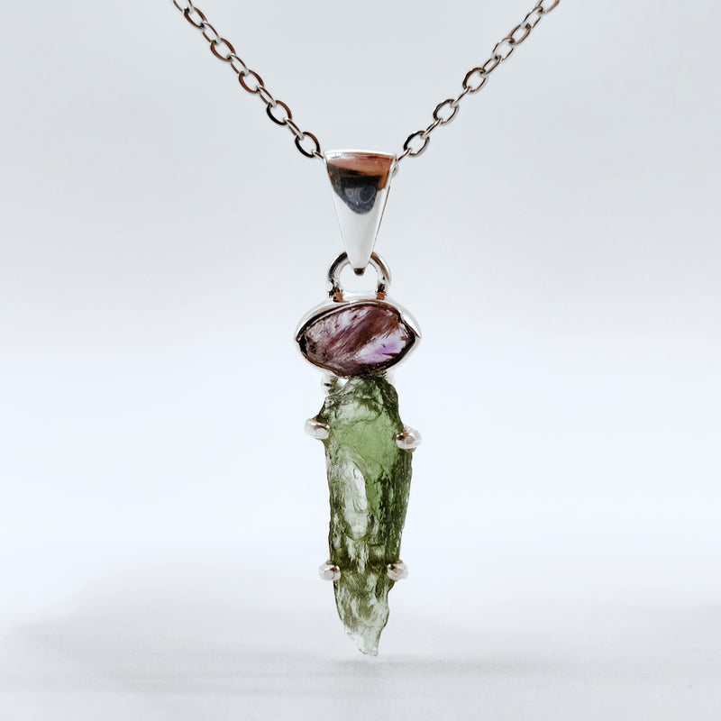 Cacoxenite x Moldavite Pendant