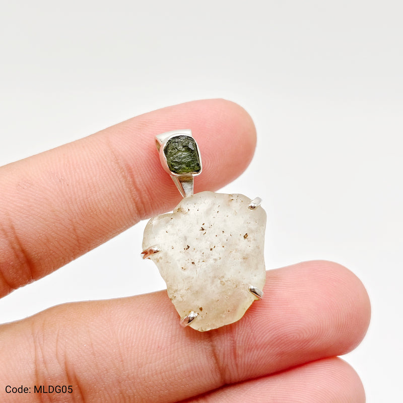 Moldavite x Libyan Desert Glass Tektite Pendants