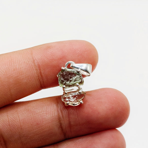 Cosmic Duo Pendant (Herkimer Diamond Quartz x Moldavite)