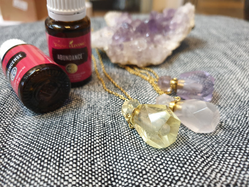 Gemstone essential oil diffuser/perfume bottle pendants