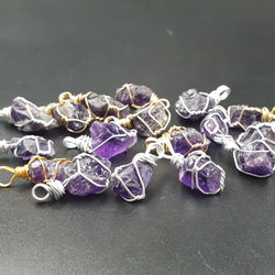Amethyst pendant raw [wire wrapped]