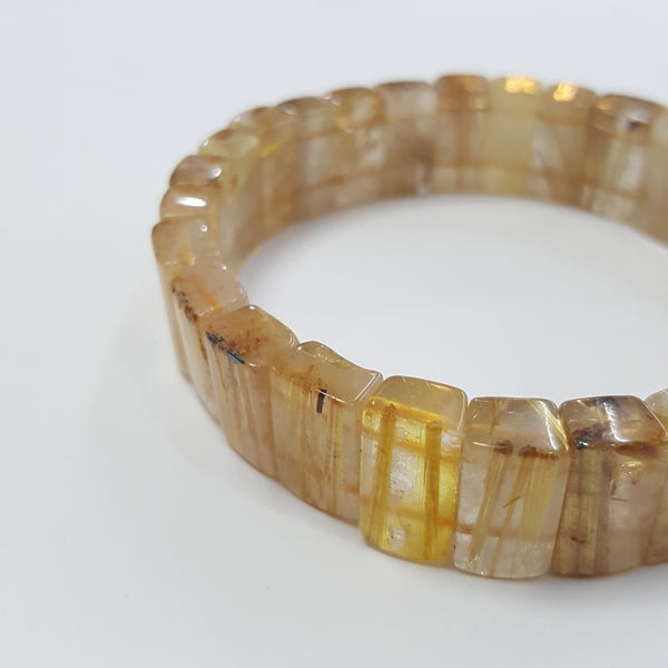 Golden Rutilated Quartz Bangle Type Bracelet