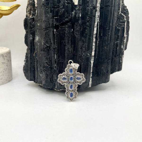 Blue Kyanite Cross Pendant