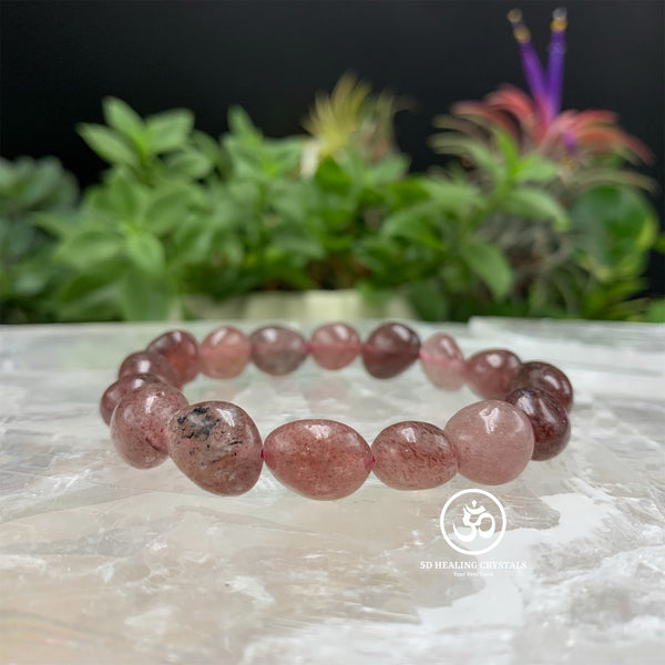 Strawberry Quartz Pebble Type Bracelet