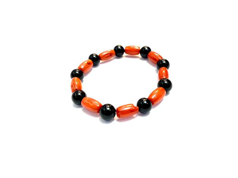 Red Coral with black tourmaline Bracelet for Babies