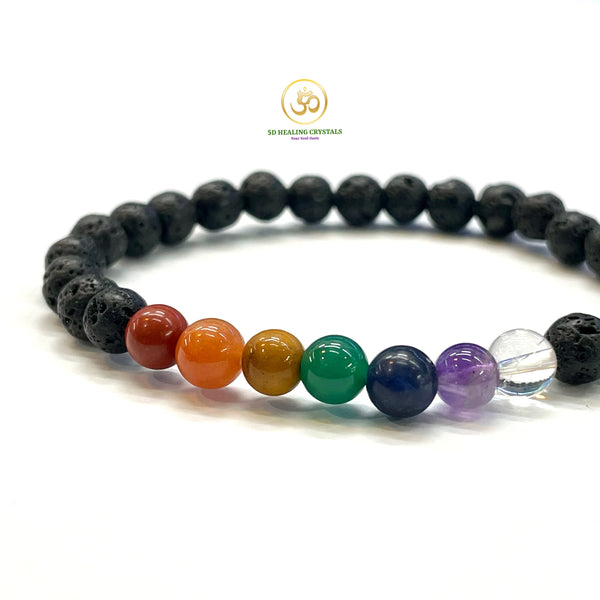 Lava stone pride 7 chakra bracelet