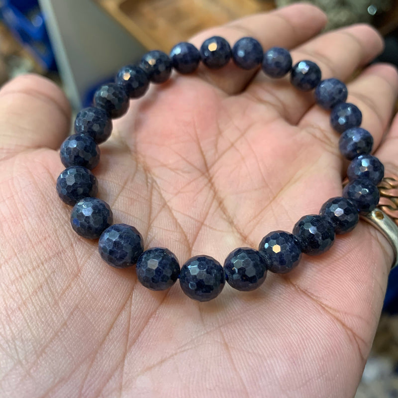 Blue sapphire faceted bracelet