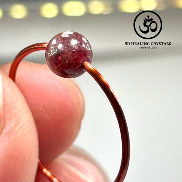 Garnet Sphere Ring Copper Dainty