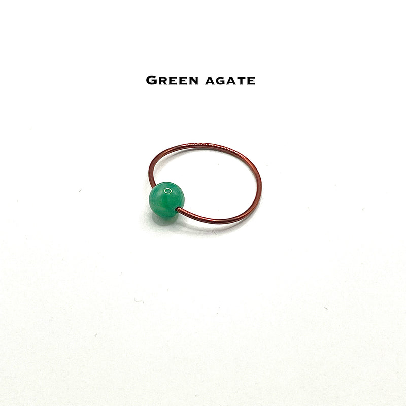 Green Agate Ring in Copper Dainty