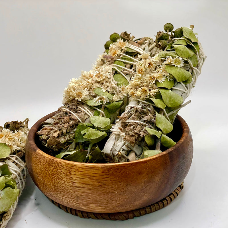 White sage, lavender and eucalyptus smudge