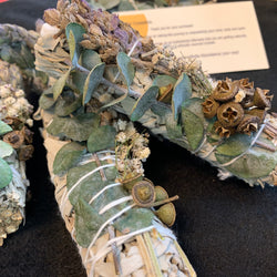 White sage, lavender and eucalyptus smudge