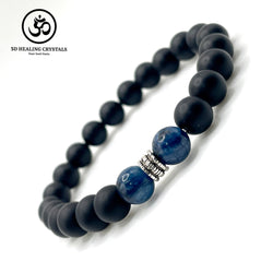 Matte Onyx And Blue Kyanite Bracelet