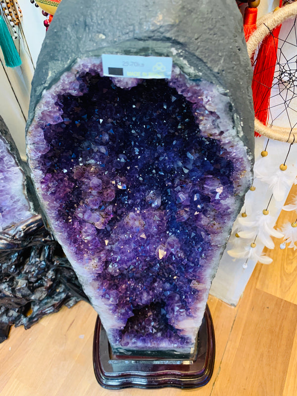 Amethyst geode cave cathedral with super seven inclusions