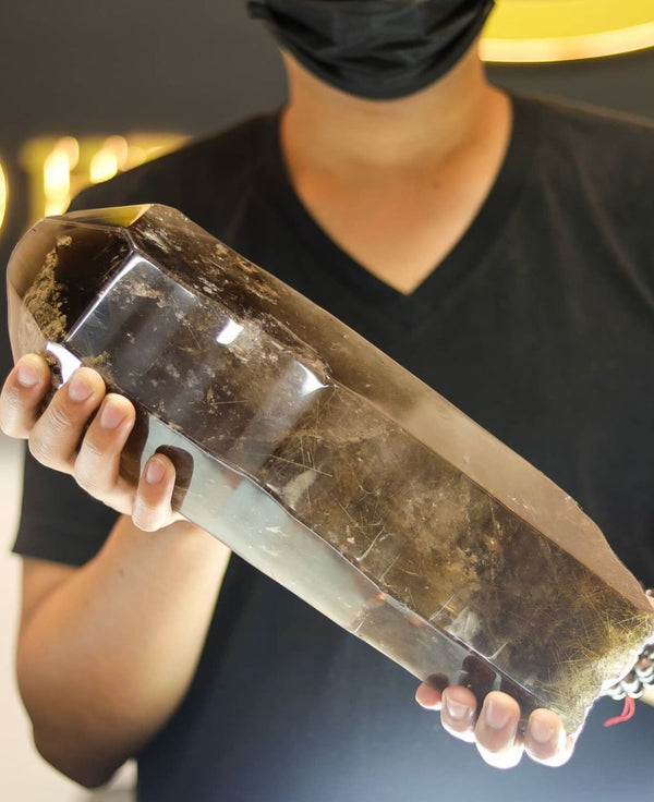 Huge GOLDEN RUTILATED Smoky Quartz With Phantom Origin: Brazil