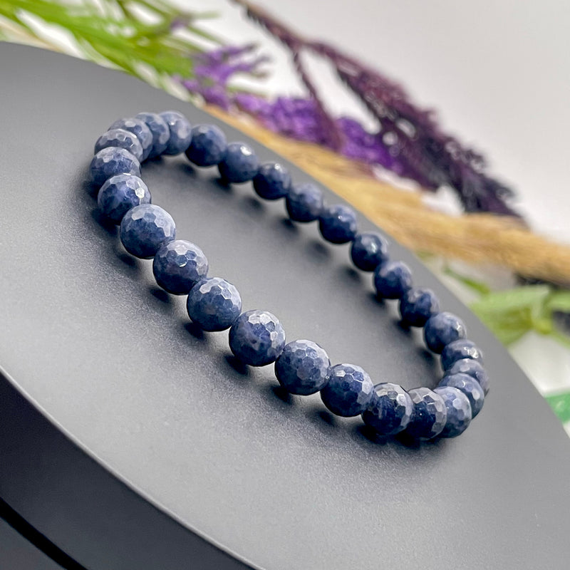 Blue sapphire faceted bracelet