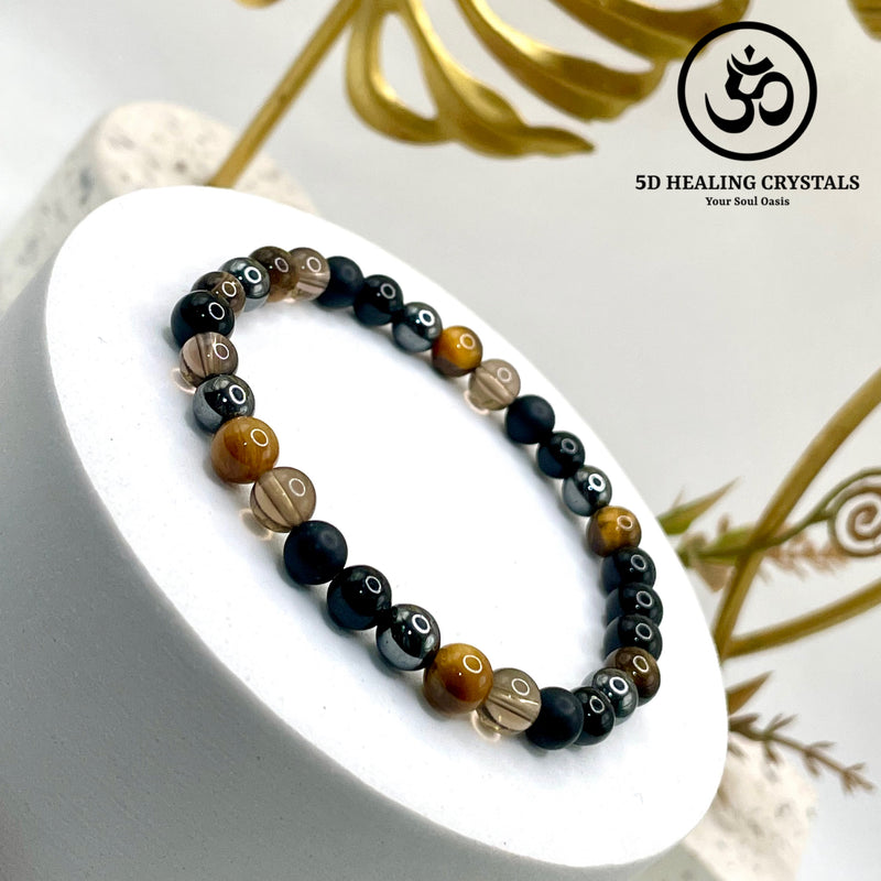 Black obsidian chakra healing stone bracelet 8mm reflects energy emf  protection | eBay