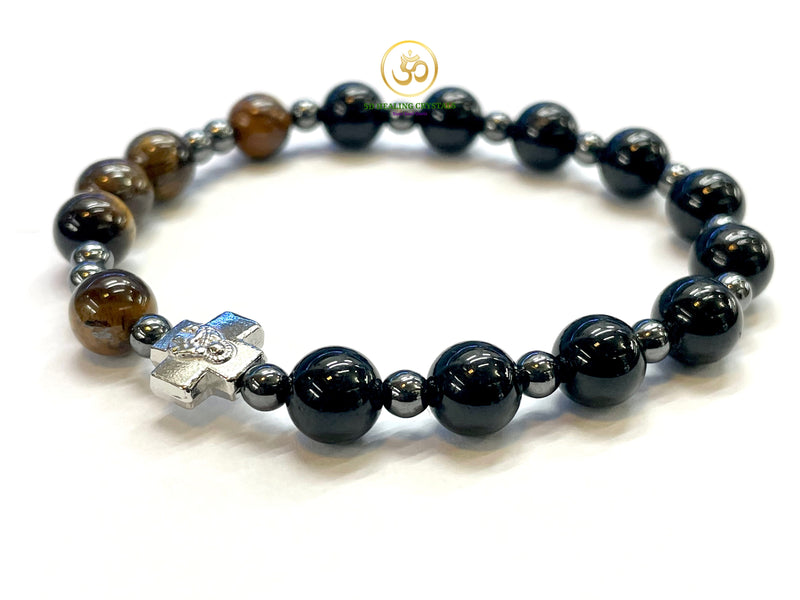 Black tourmaline and Tigers eye Rosary