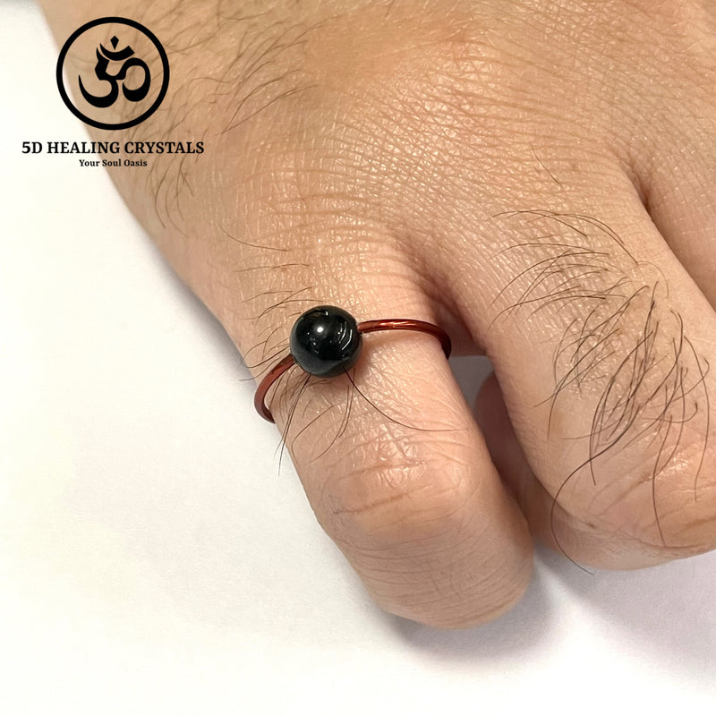 Black Tourmaline Ring Copper Dainty